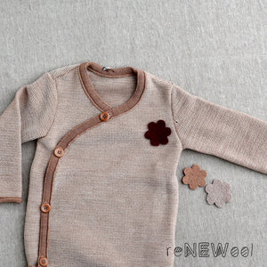 Organic Merino Baby Jacket (12-24m) - Caramel/Natural *SECONDS/YOU MEND IT!