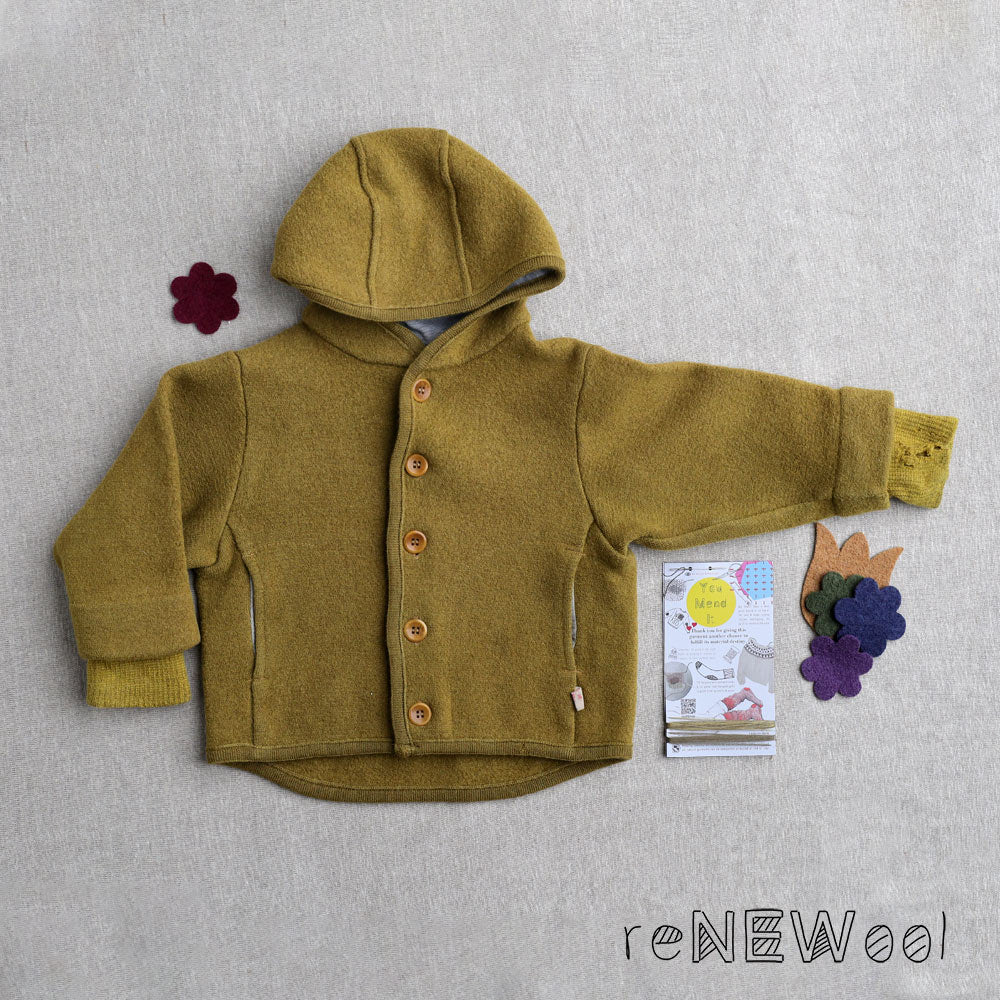 Boiled Wool Jacket - (6-18m) - Curry *PRE-LOVED/ YOU MEND IT!