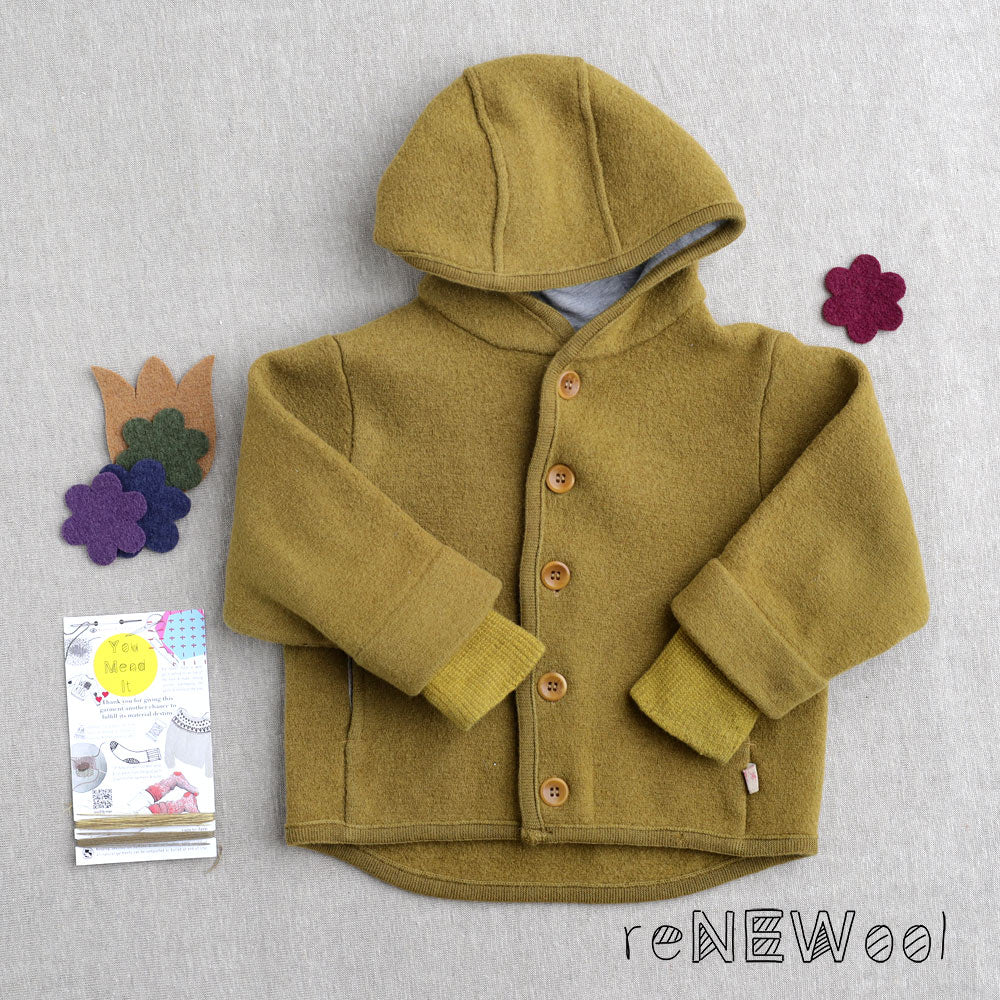 Boiled Wool Jacket - (6-18m) - Curry *PRE-LOVED/ YOU MEND IT!