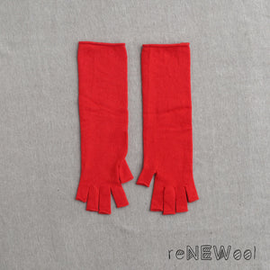 Long Fingerless Gloves in 100% Merino - Red *SECONDS/MENDED