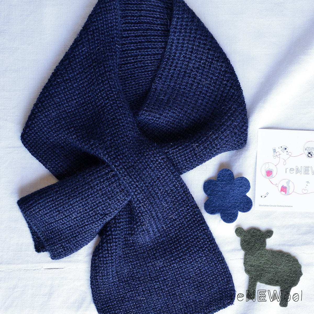 Cross Alpaca Scarf - Navy Melange (Adults) *SECONDS/MENDED