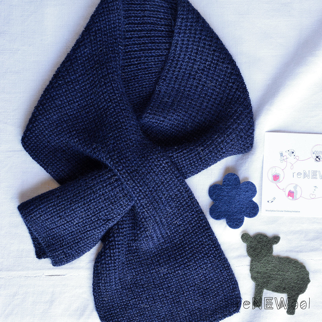 Cross Alpaca Scarf - Navy Melange (Adults) *SECONDS/MENDED