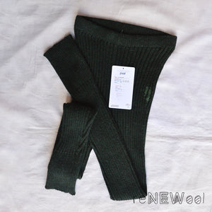 Women's High Waisted Knitted Rib Leggings - 100% Baby Alpaca - Forest Green Melange (14-18)* PRE-LOVED/MENDED