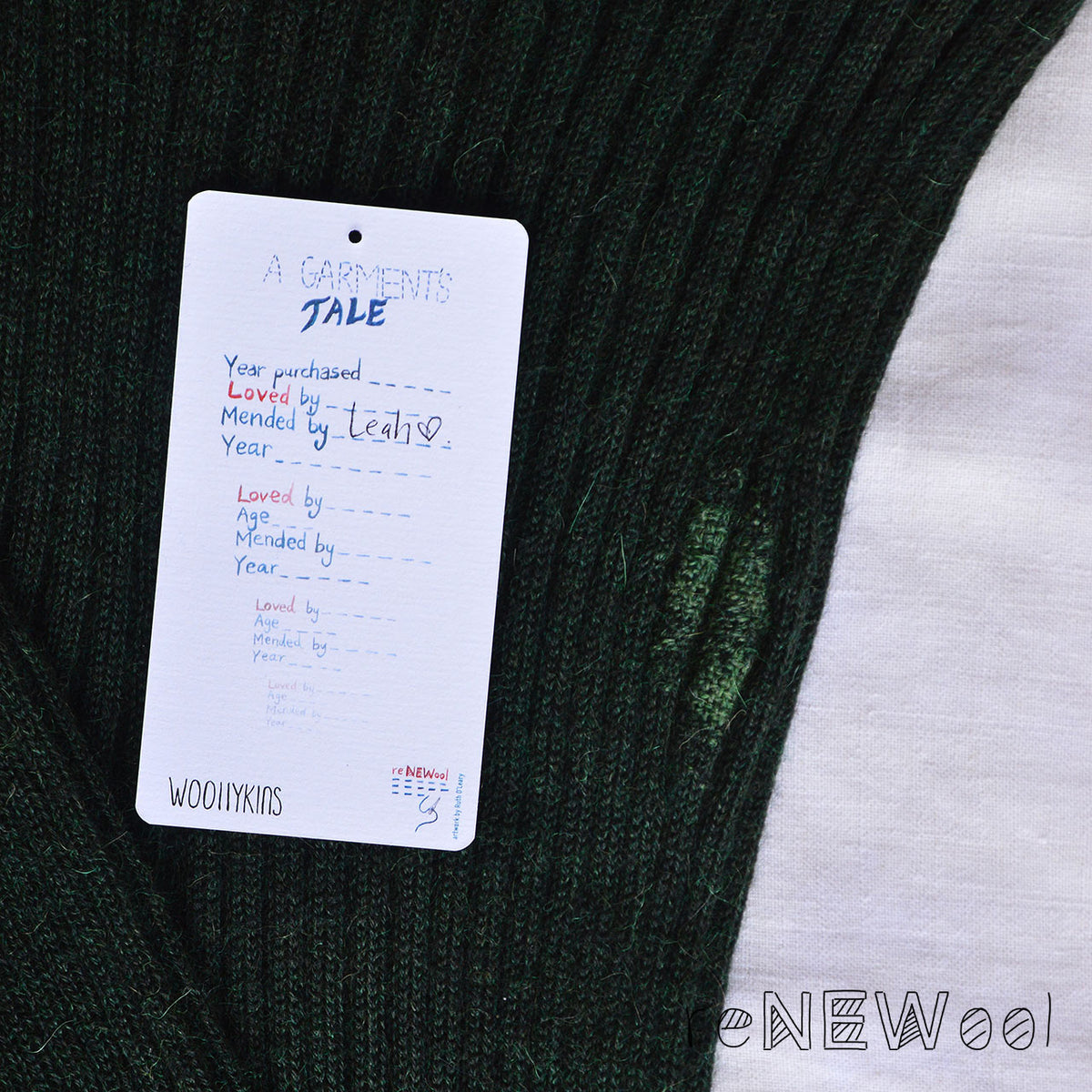 Women's High Waisted Knitted Rib Leggings - 100% Baby Alpaca - Forest Green Melange (14-18)* PRE-LOVED/MENDED