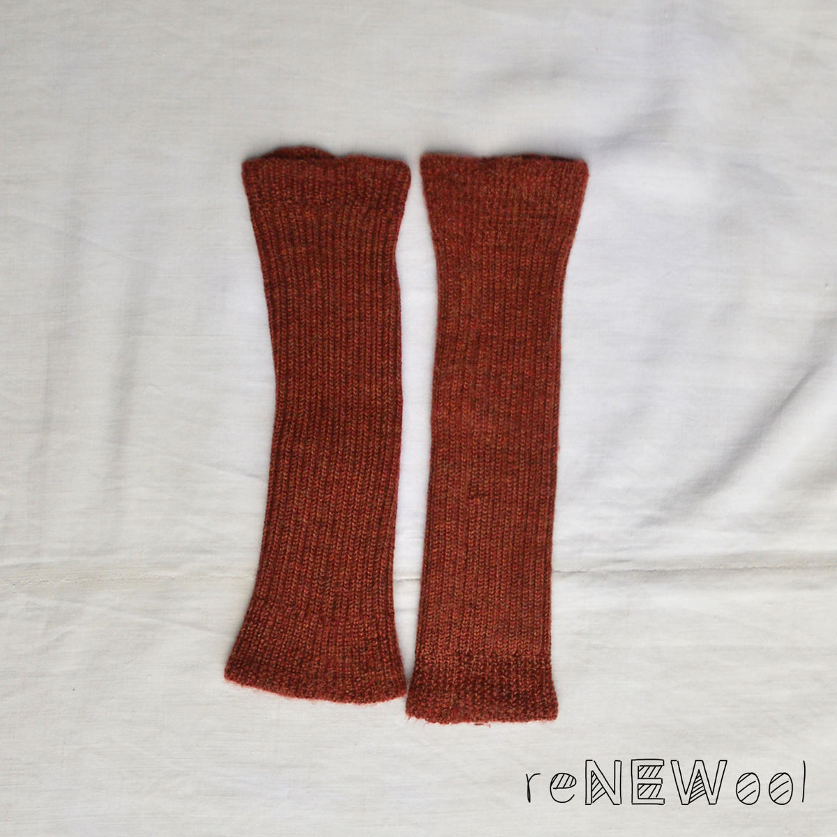 Ribbed Legwarmers - 100% baby alpaca - Rust Melange (Youth/Adult) *PRE-LOVED