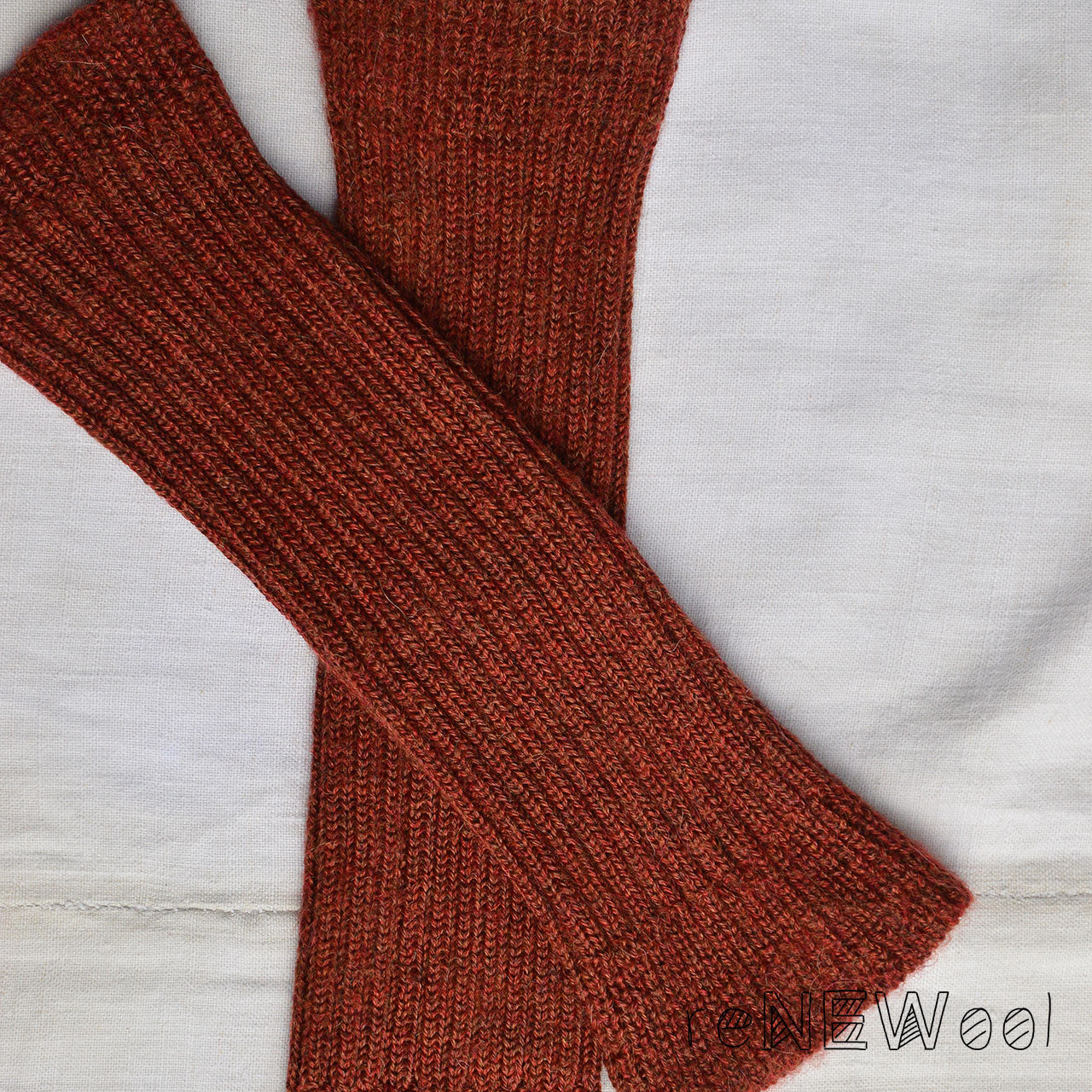 Ribbed Legwarmers - 100% baby alpaca - Rust Melange (Youth/Adult) *PRE-LOVED
