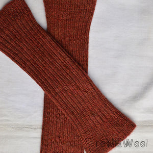 Ribbed Legwarmers - 100% baby alpaca - Rust Melange (Youth/Adult) *PRE-LOVED