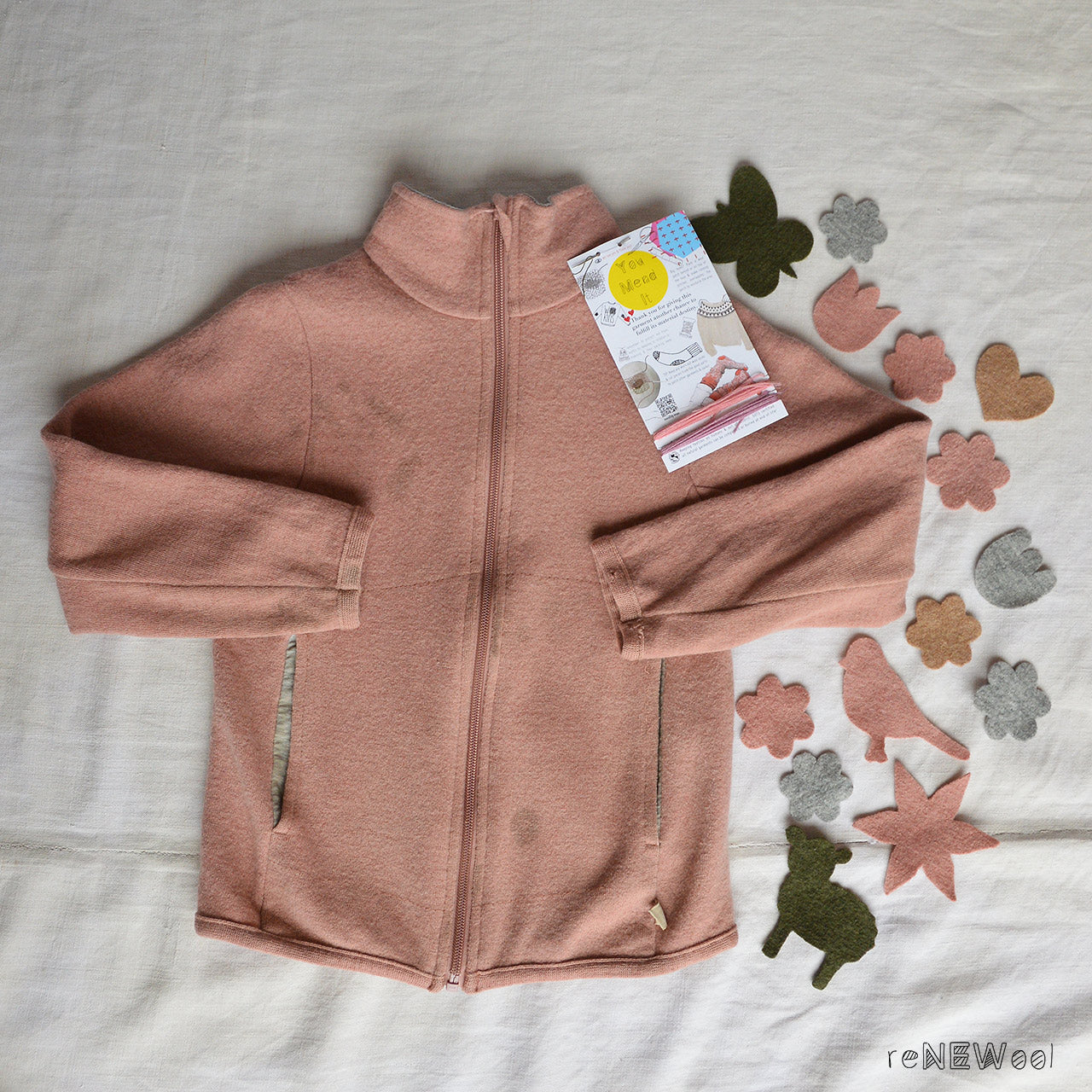 Light Boiled Merino Wool Zip Jacket - Rose (5-6y) *PRE-LOVED/YOU MEND IT!