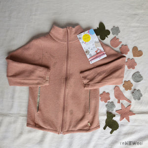 Light Boiled Merino Wool Zip Jacket - Rose (5-6y) *PRE-LOVED/YOU MEND IT!