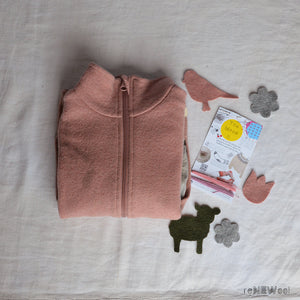 Light Boiled Merino Wool Zip Jacket - Rose (5-6y) *PRE-LOVED/YOU MEND IT!