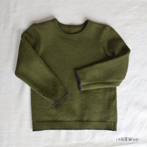 Classic Merino Kids Jumper - Olive (3-4y) *PRE-LOVED/YOU MEND IT!
