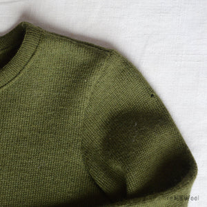 Classic Merino Kids Jumper - Olive (3-4y) *PRE-LOVED/YOU MEND IT!