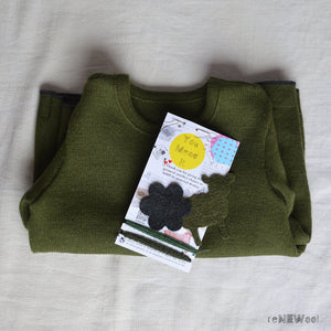 Classic Merino Kids Jumper - Olive (3-4y) *PRE-LOVED/YOU MEND IT!