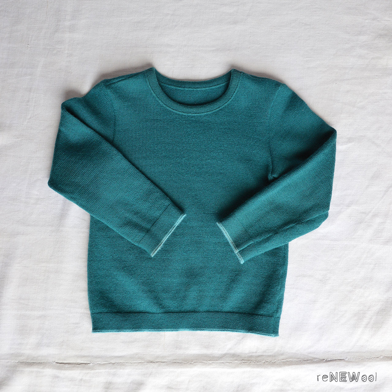 Classic Merino Kids Jumper - Pacific Teal (1-3y) *PRE-LOVED