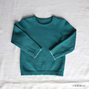 Classic Merino Kids Jumper - Pacific Teal (1-3y) *PRE-LOVED