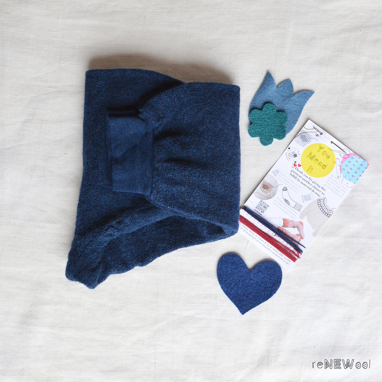 PJ Pants 100% Organic Merino Terry - Blue (2-3y) *PRE-LOVED/YOU MEND IT!