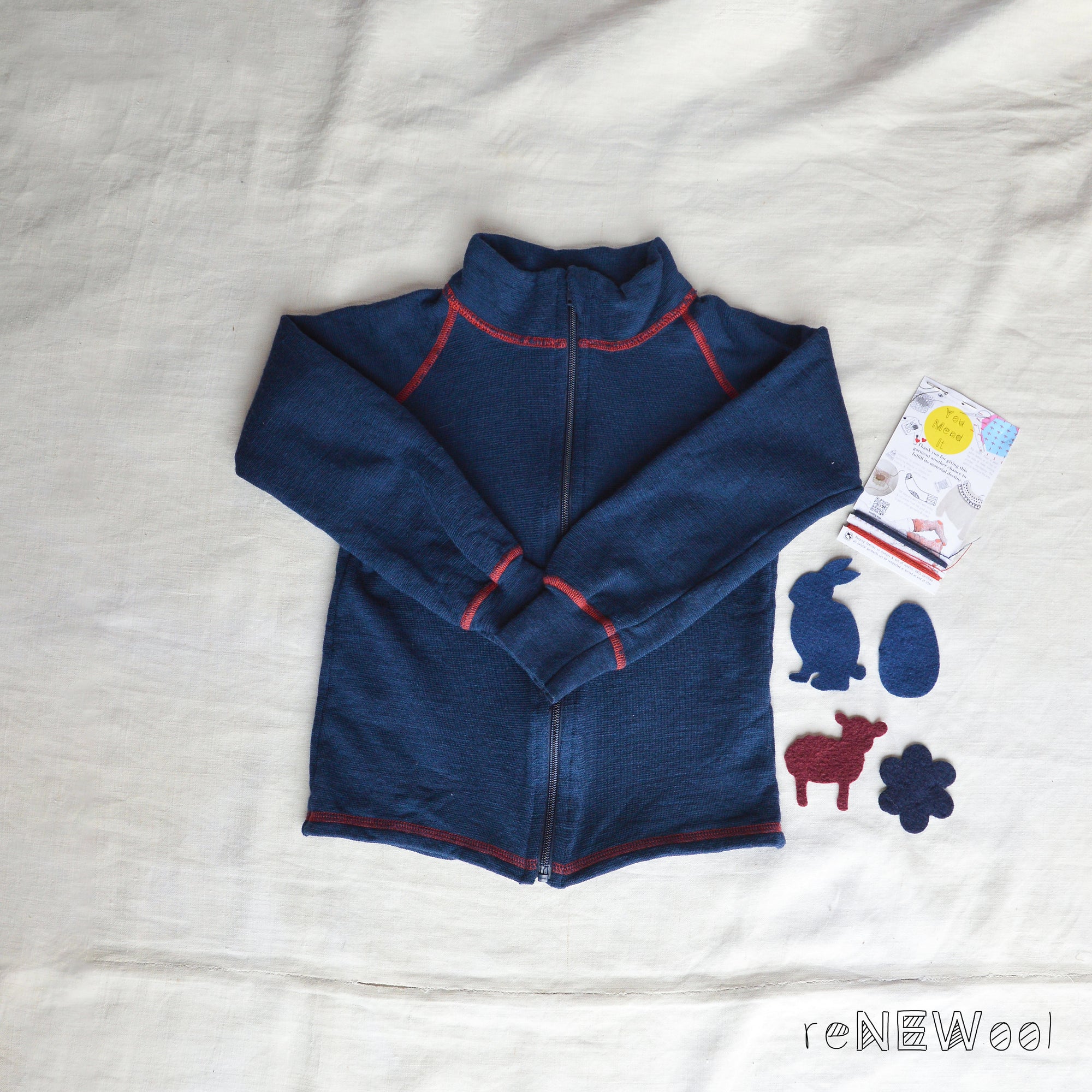Light French Jacket with Zipper - French Terry - Navy (6-7y) *PRE-LOVED/YOU MEND IT!