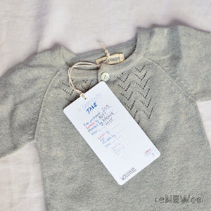 Lace Front Overall in Alpaca/Cotton - Grey (0-6m) *PRE-LOVED/MENDED