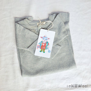 Lace Front Overall in Alpaca/Cotton - Grey (0-6m) *PRE-LOVED/MENDED
