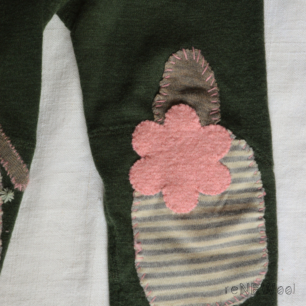 Organic Wool Long Johns - Dark Green (6-12m)*PRE-LOVED/MENDED