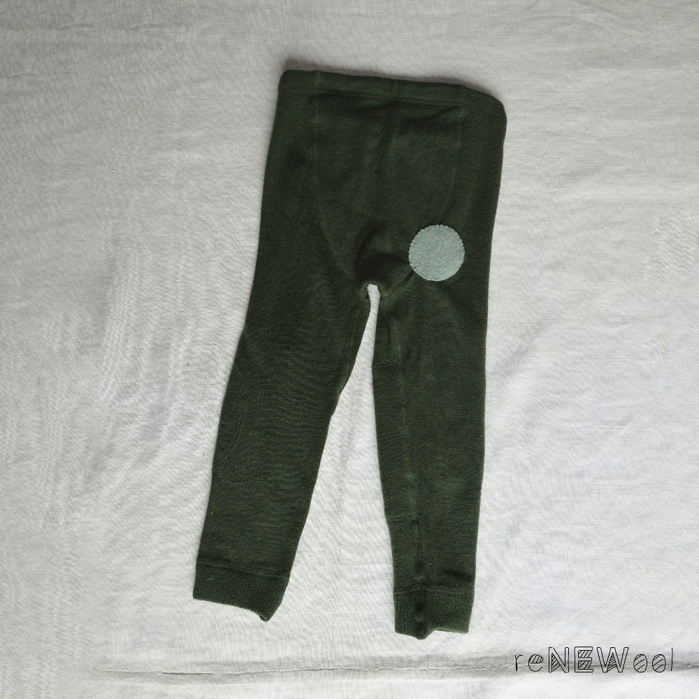 Organic Wool Long Johns - Dark Green (6-12m)*PRE-LOVED/MENDED