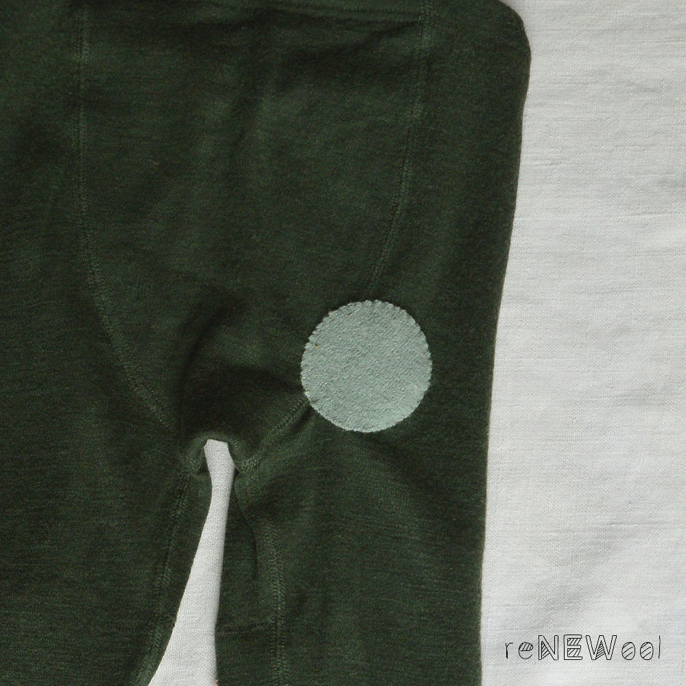 Organic Wool Long Johns - Dark Green (6-12m)*PRE-LOVED/MENDED