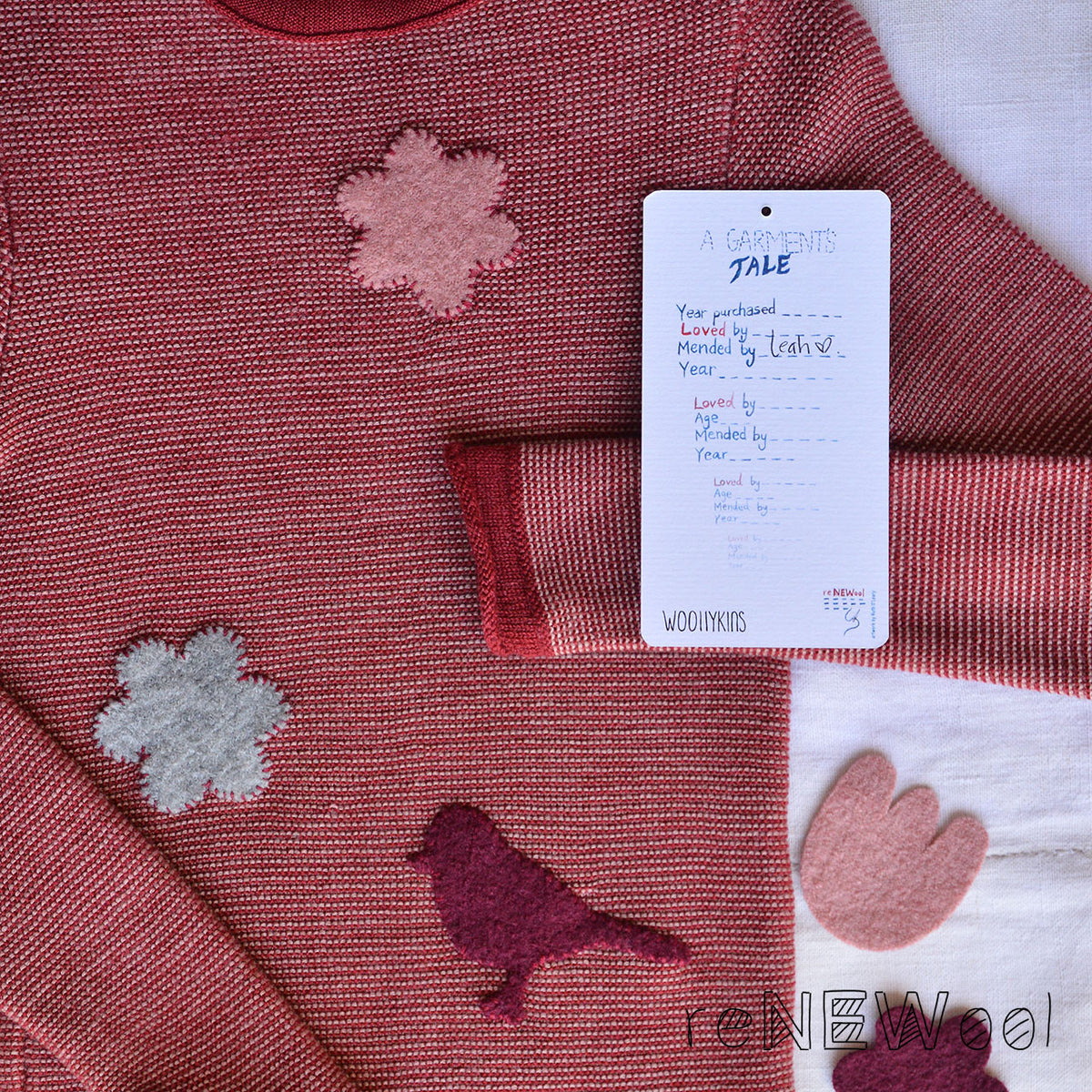 Organic Merino Baby Jumper - Bordeaux/Rose (2-3y) *PRE-LOVED/MENDED