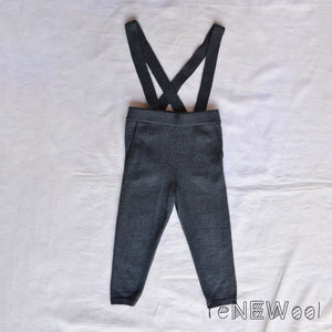 Kids Merino Pants with Removable Braces - Charcoal (2-3y) *PRE-LOVED