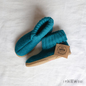 Boiled Wool Slipper Boots - Toni - Teal (Kids EU 29/AU 11) *SECONDS/MENDED