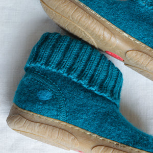 Boiled Wool Slipper Boots - Toni - Teal (Kids EU 29/AU 11) *SECONDS/MENDED