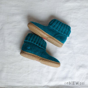 Boiled Wool Slipper Boots - Toni - Teal (Kids EU 29/AU 11) *SECONDS/MENDED