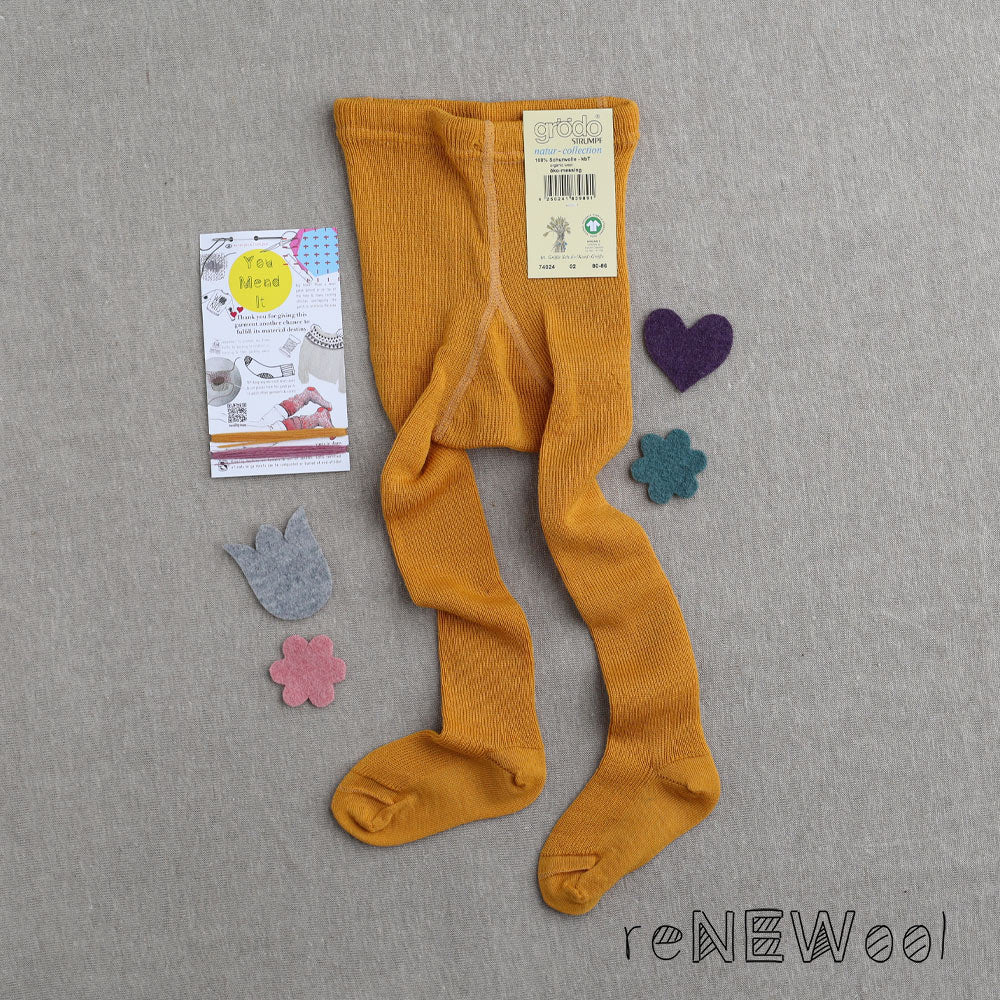 Baby Tights in 100% Organic Merino Wool (12-24m) - Sonne *SECONDS/ YOU MEND IT!