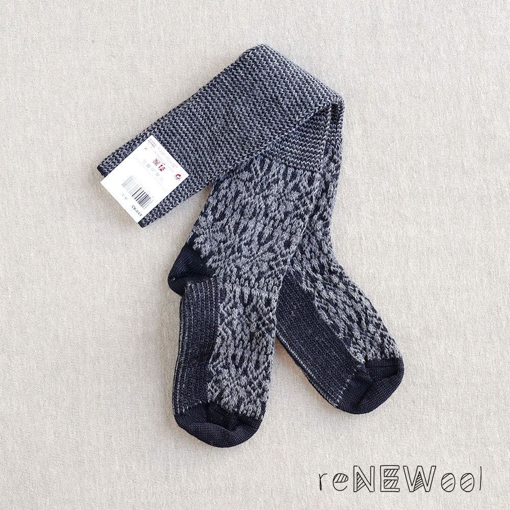 Kneehigh Hygge Fairisle Organic Wool Socks - Black/Grey (36-37)*SECONDS/MENDED