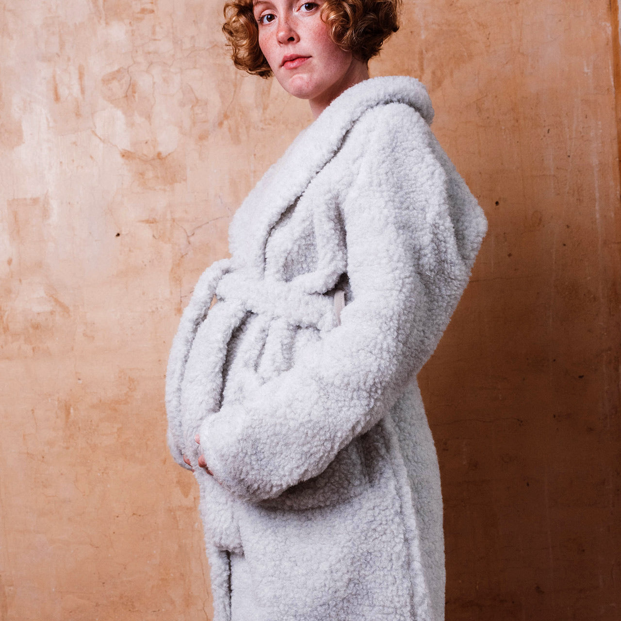 Bath Robe - 100% Wool - Light Grey (Unisex)
