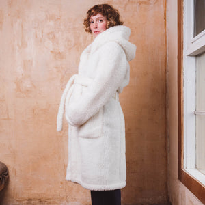 Hooded Bath Robe - 100% Wool - Natural (Unisex)