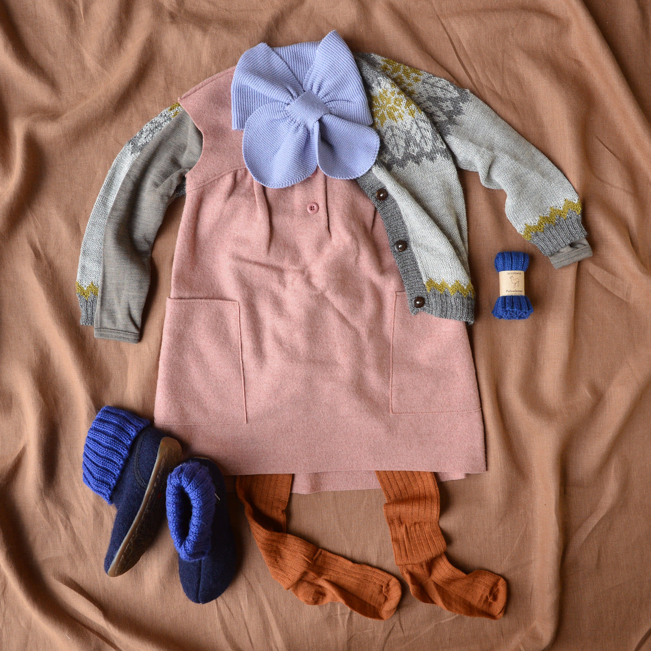 Light Boiled Wool Pocket Dress - Rose (1-8y)