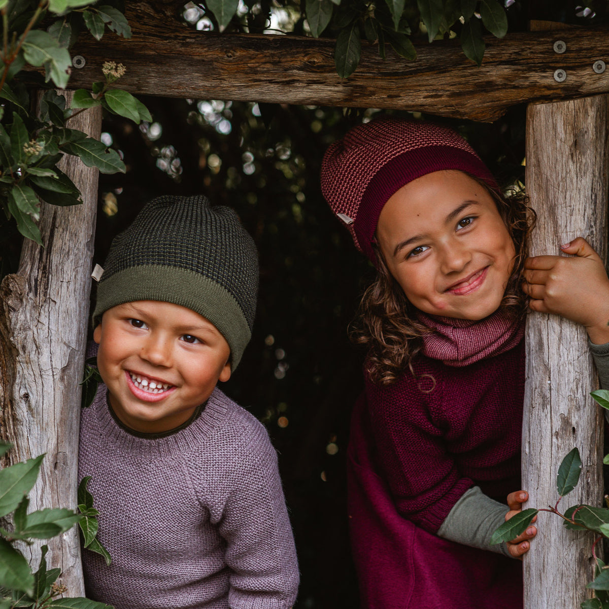 Classic Kids Beanie - Organic Merino - Olive/Graphite (4-10y+) *Retired Colour