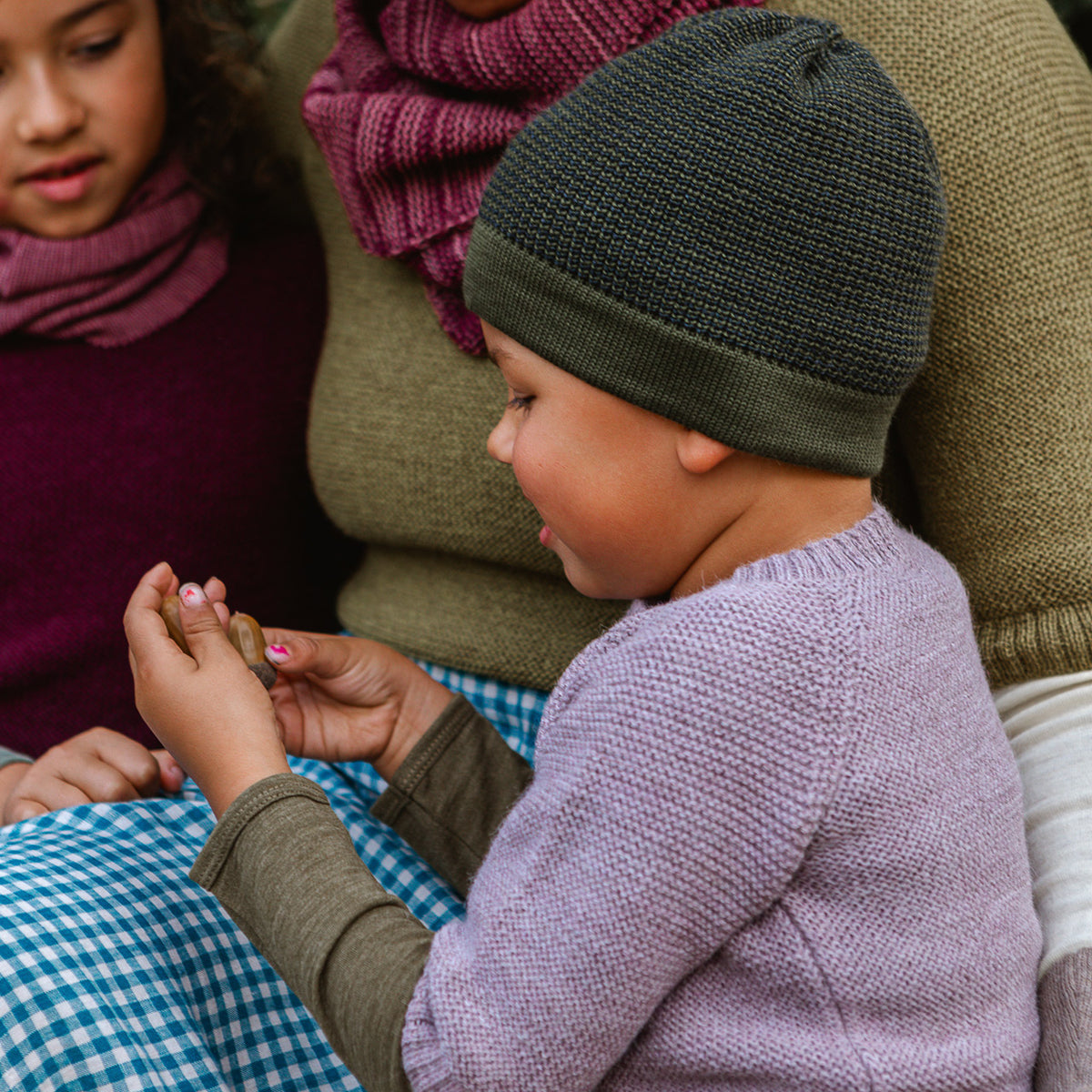 Classic Kids Beanie - Organic Merino - Olive/Graphite (4-10y+) *Retired Colour