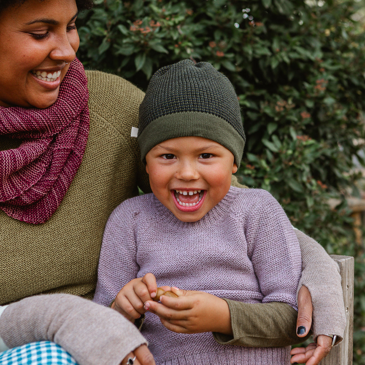 Classic Kids Beanie - Organic Merino - Olive/Graphite (4-10y+) *Retired Colour