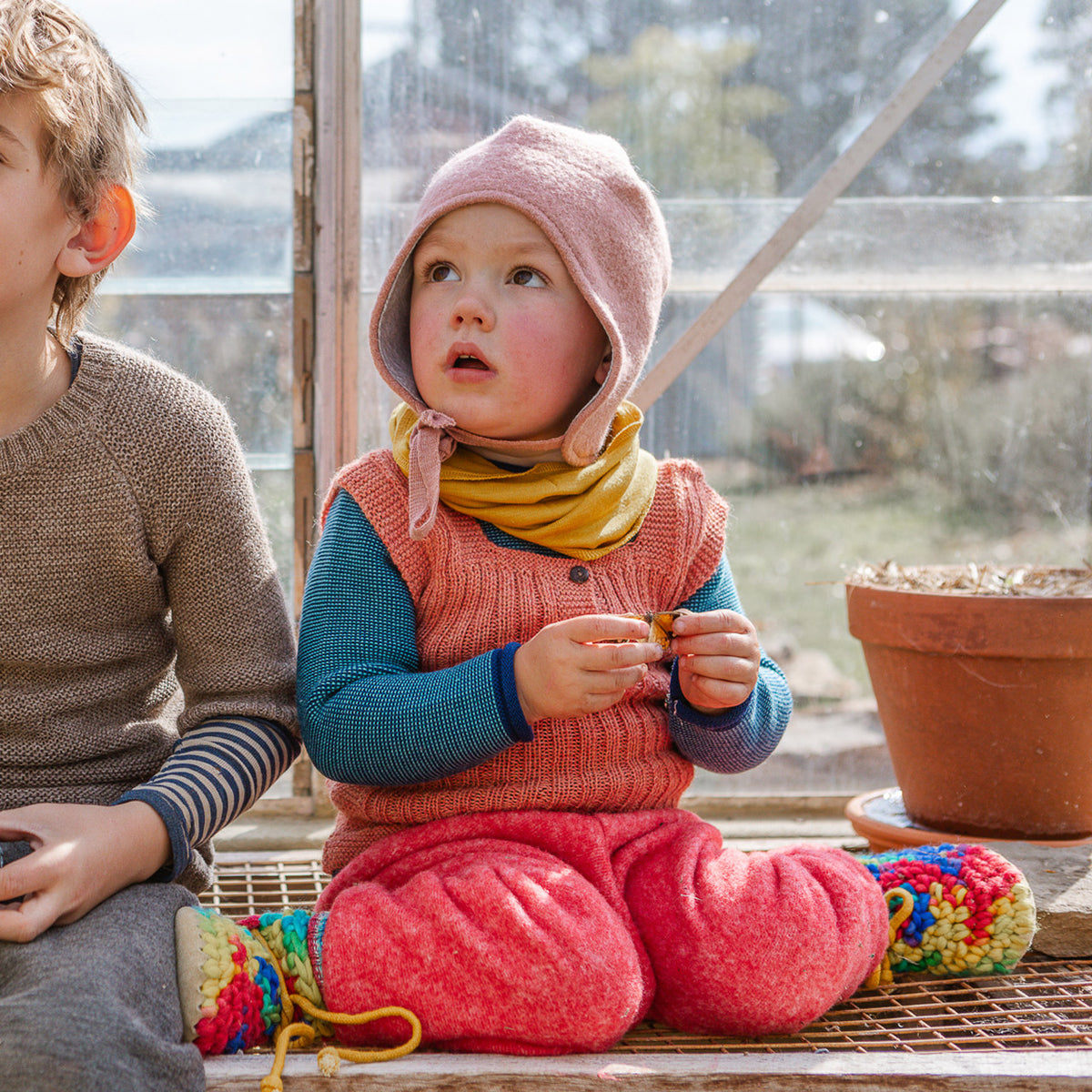 Organic Merino Baby Jumper - Navy/Lagoon (3-12m) *Retired Colour