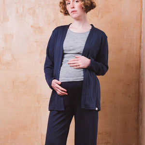 Women's Open Cut Cardigan - Organic Merino/Silk - French Navy