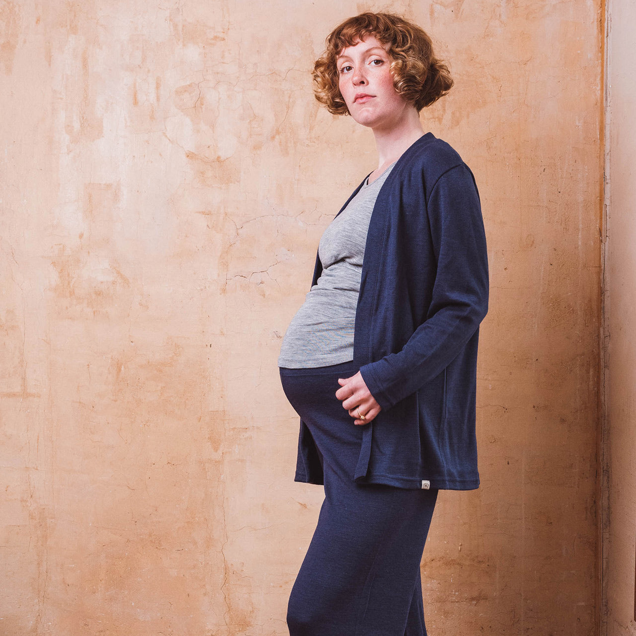 Women's Open Cut Cardigan - Organic Merino/Silk - French Navy