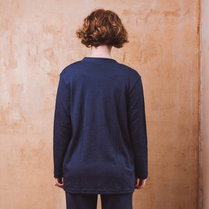 Women's Open Cut Cardigan - Organic Merino/Silk - French Navy