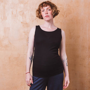 Women's Extra Long Sleeveless Vest - Organic Merino/Silk