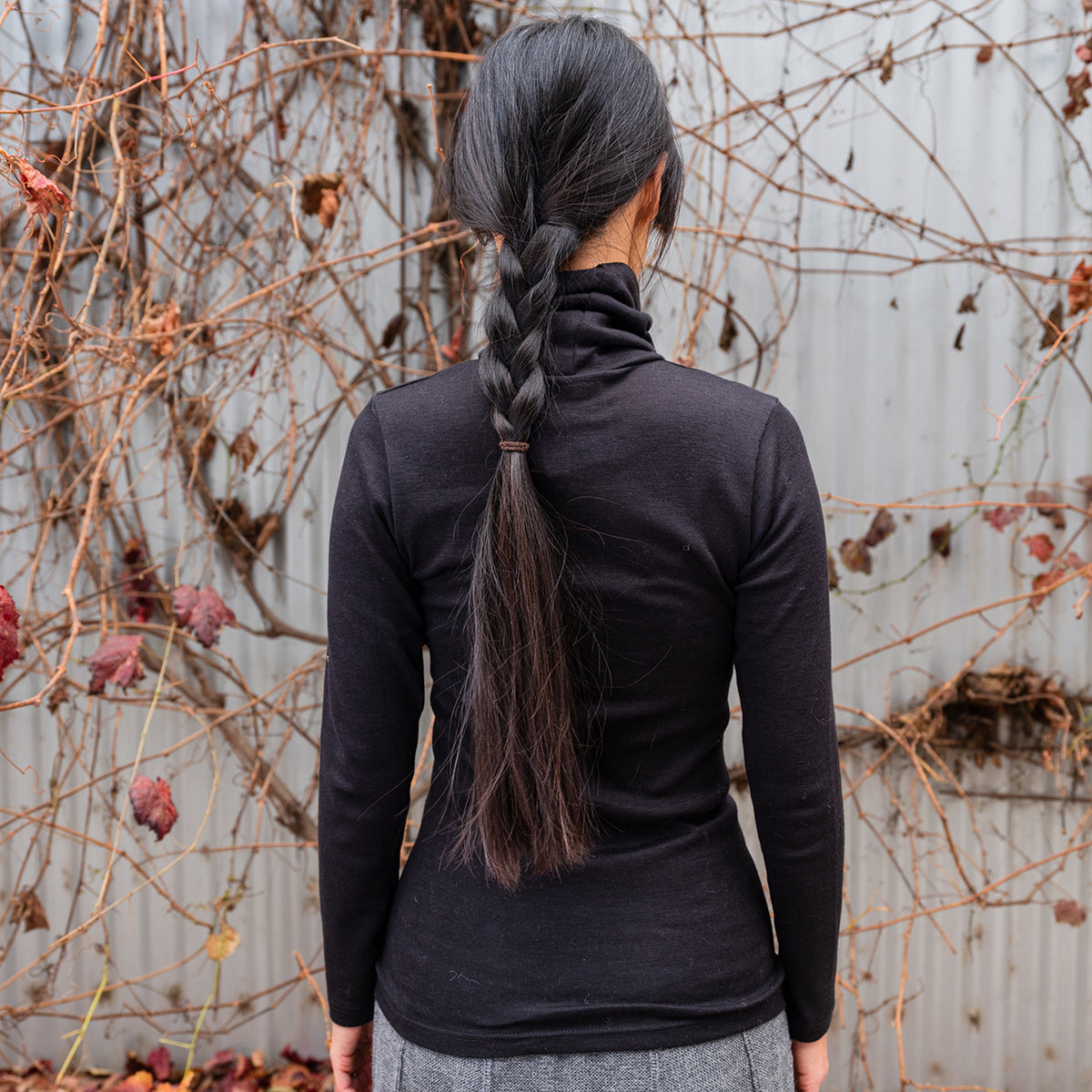 Unisex Adults Turtleneck Long Sleeve Top -Organic Merino/Silk