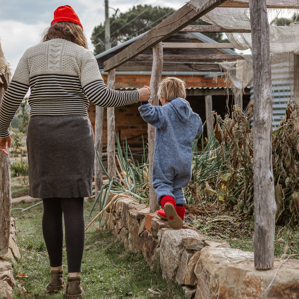 Women's Boiled Wool Skirt - Organic Merino - Grey Melange (XS-L)