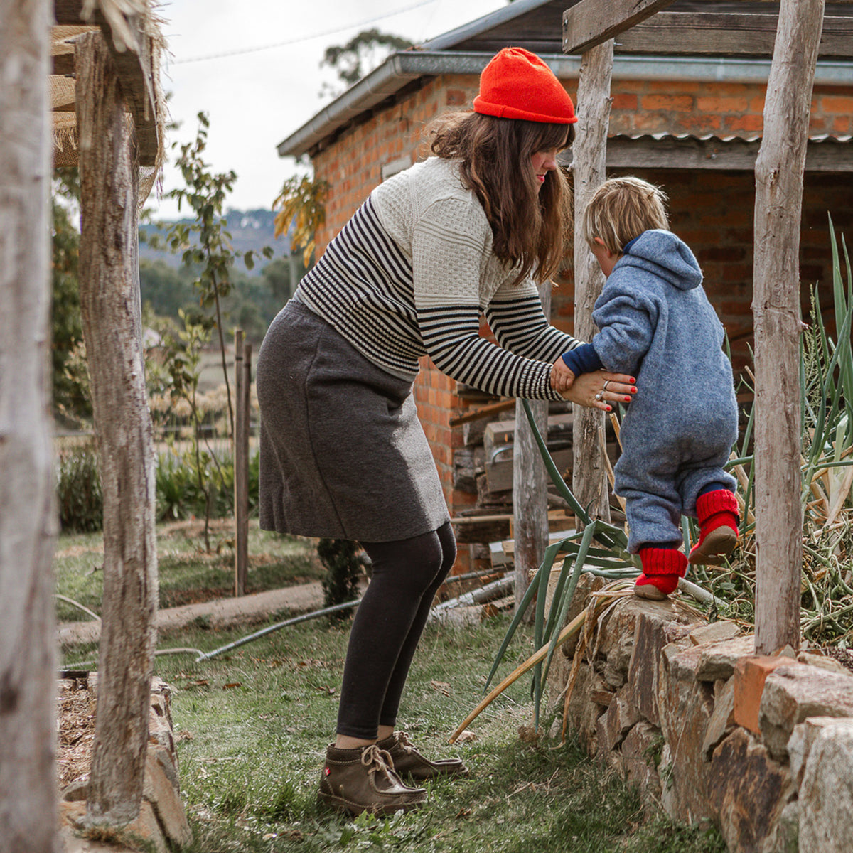 Women's Boiled Wool Skirt - Organic Merino - Grey Melange (XS-L)