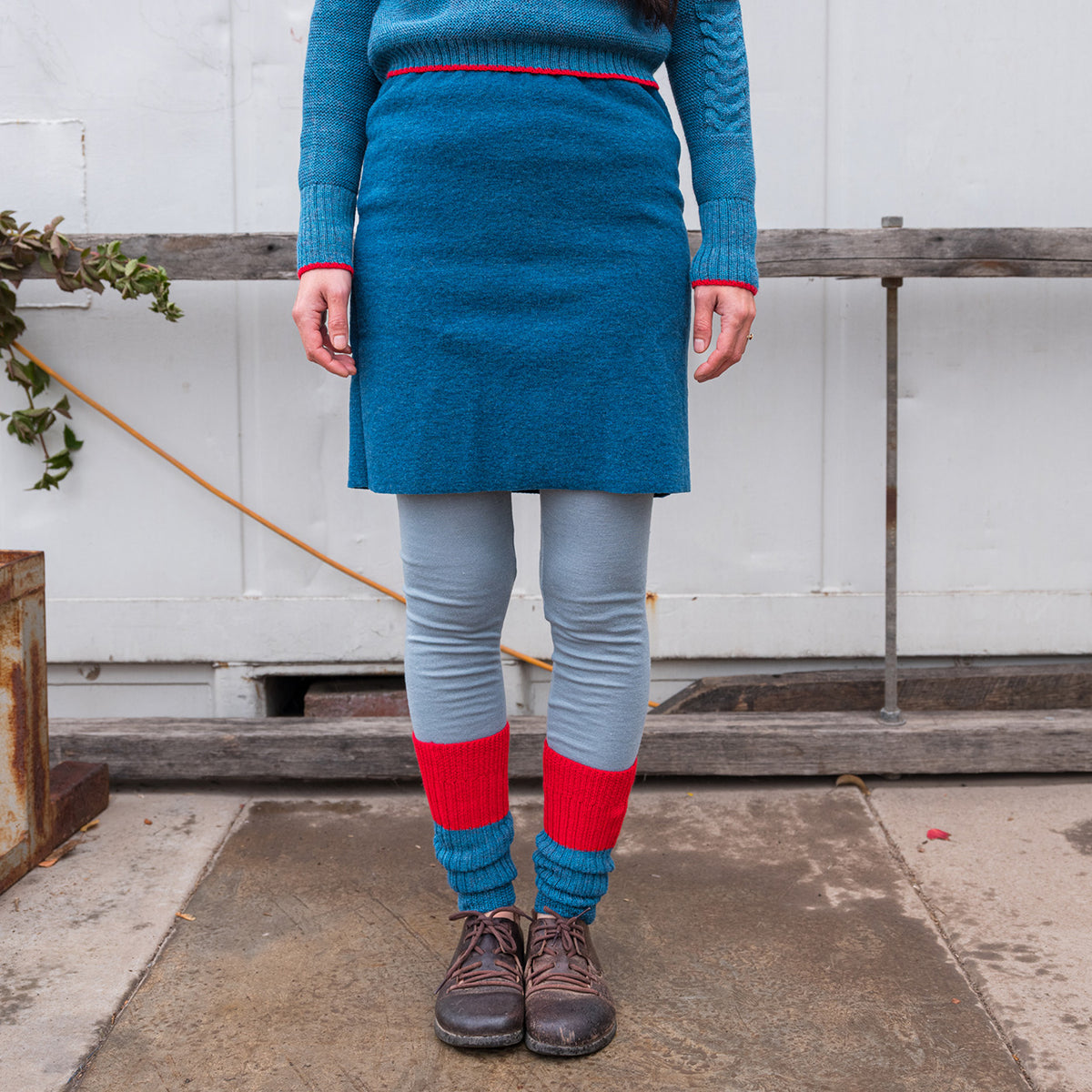 Women's Boiled Wool Skirt - Organic Merino - Pacific Melange (XS-L)