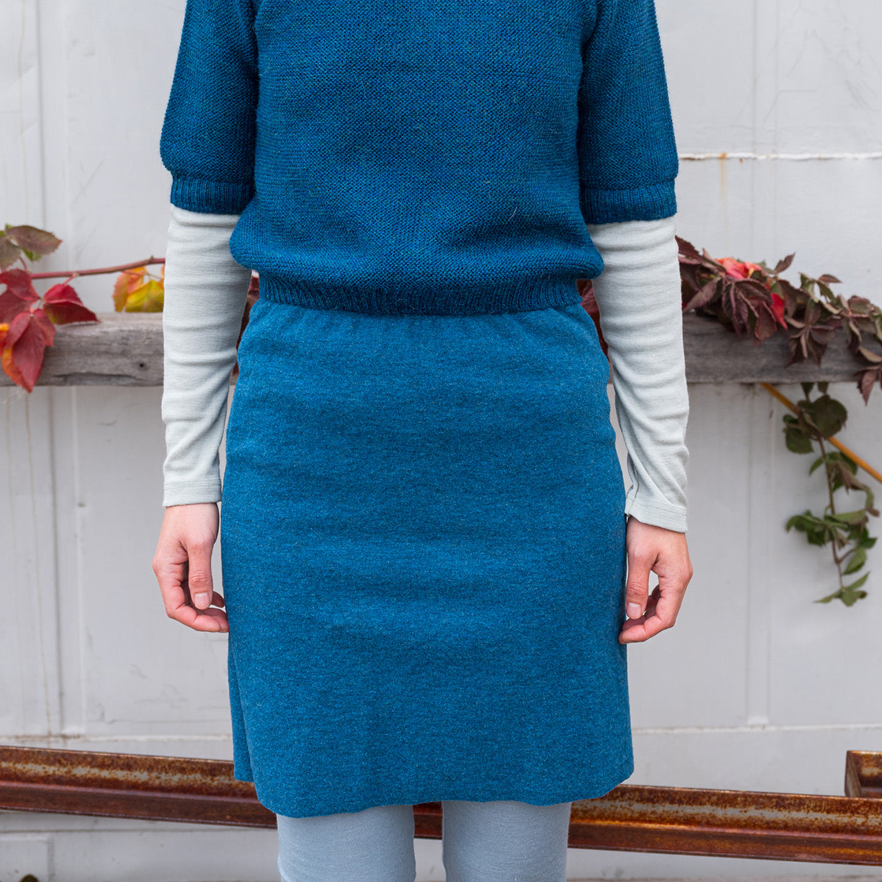 Women's Boiled Wool Skirt - Organic Merino - Pacific Melange (XS-L)