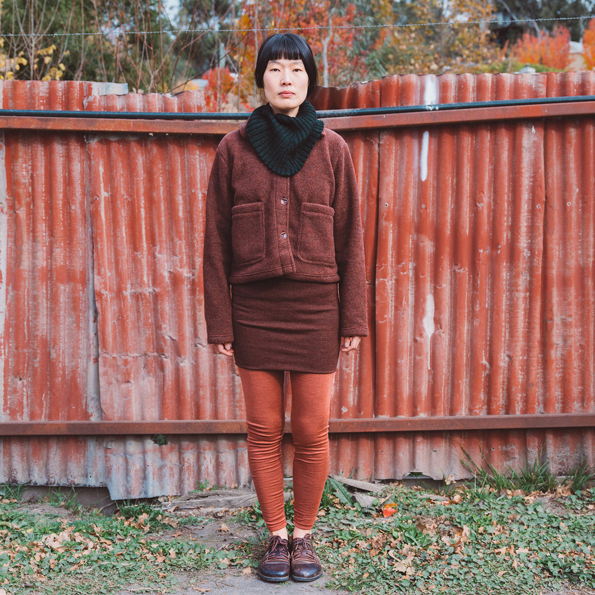 Women's Short Jacket - 100% Organic Wool Fleece - Cinnamon (XS-L)